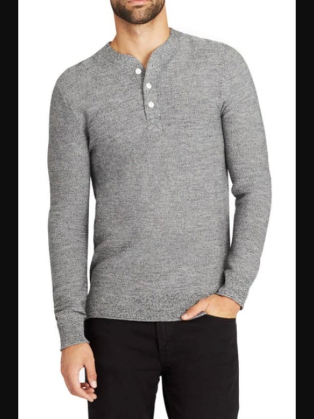 Bonobos Slim Fit 100% Extra Fine Merino Wool Knit Henley Sweater Long Sleeve $98